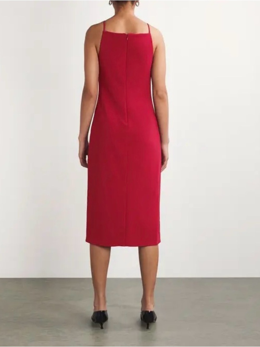 Staud Women's Large Red Una Tailored Button Midi Dress - Picture 4 of 10